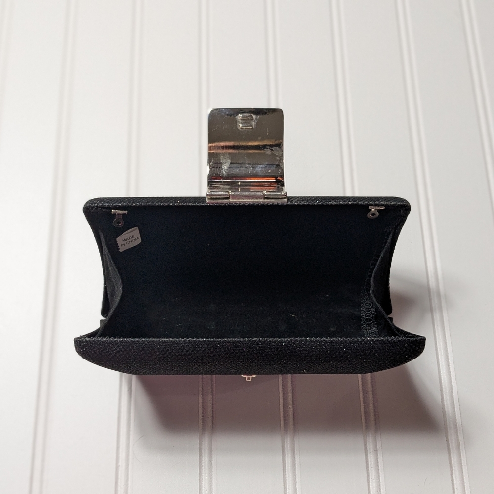 Orly Black Shiny Clutch With Rhinestone Clasp - Picture 3 of 5